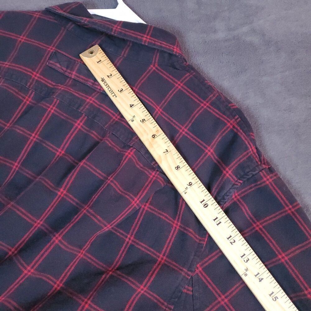 Duluth Trading Shirt Mens XL Black Red Plaid Flannel Heavy Shacket Pocket - Picture 13 of 14